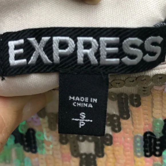 Express Small Mini Skirt Sexy Sequin Stretch Southwestern Aztec Boho Short - Picture 4 of 6